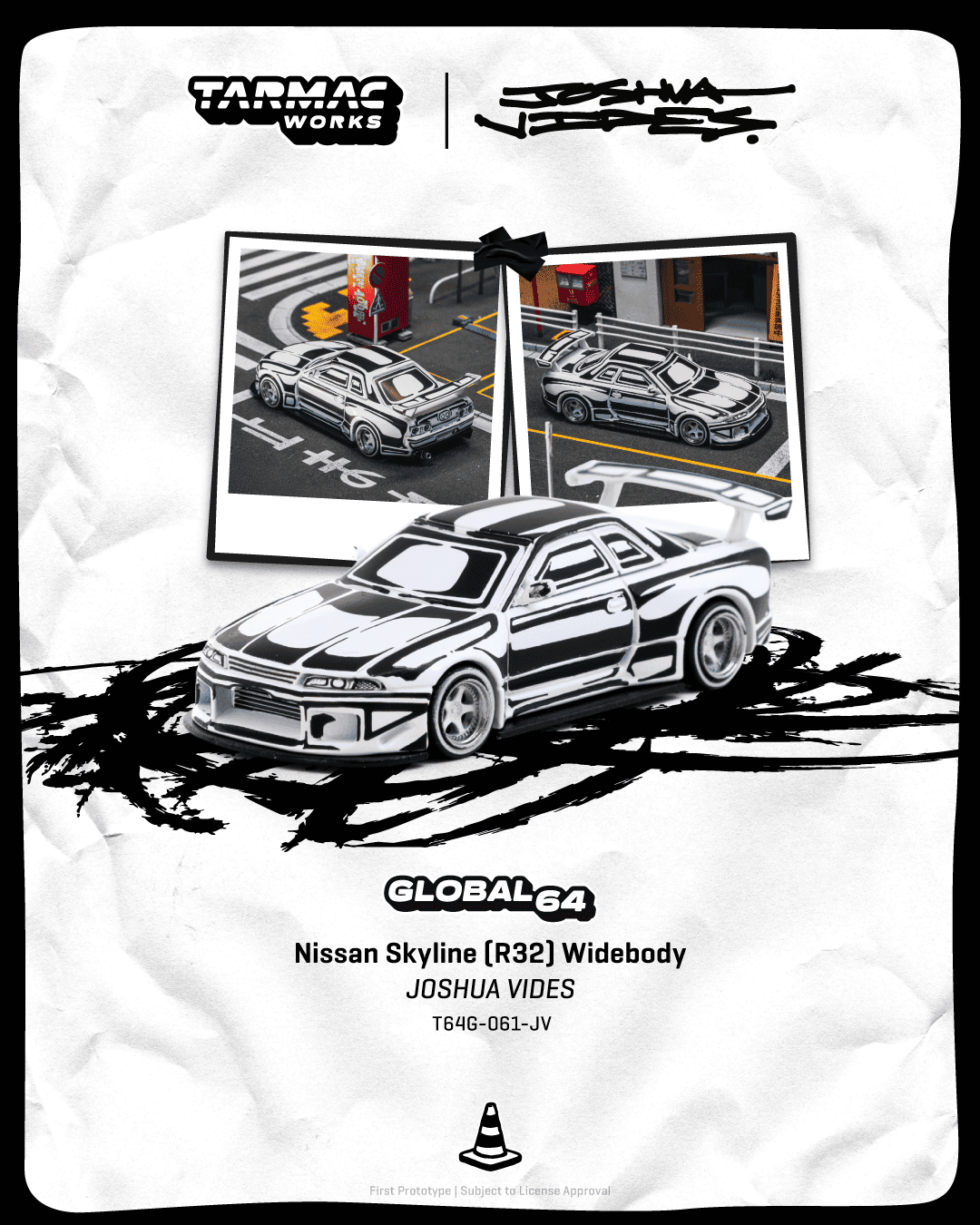 (Coming Soon) TARMACWORKS 1/64 Nissan Skyline (R32) Widebody - Designed by JOSHUA VIDES (Sealed Clam Shell)