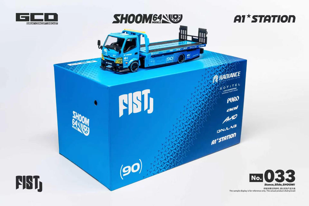 (Coming Soon) SHOOM 1/64 FIST TEAM HINO 300 Custom Drop-Bed Car Carrier (APA Xpo Foshan 2026) LHD
