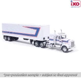 (Coming Soon) IXOAMERICA 1:64 1976 Kenworth W900 with vintage trailer - Red, White, Blue