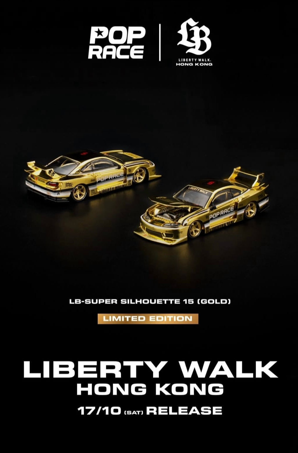 (Coming Soon) POPRACE 1:64 LB Super Silhouette S15 Gold Hong Kong Store Exclusive Release