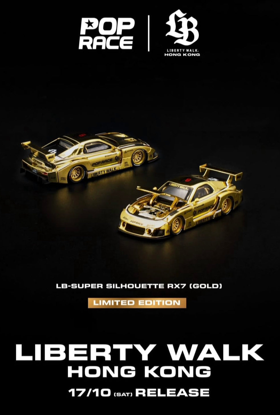 (Coming Soon) POPRACE 1:64 LB Super Silhouette RX7 Gold Hong Kong Store Exclusive Release
