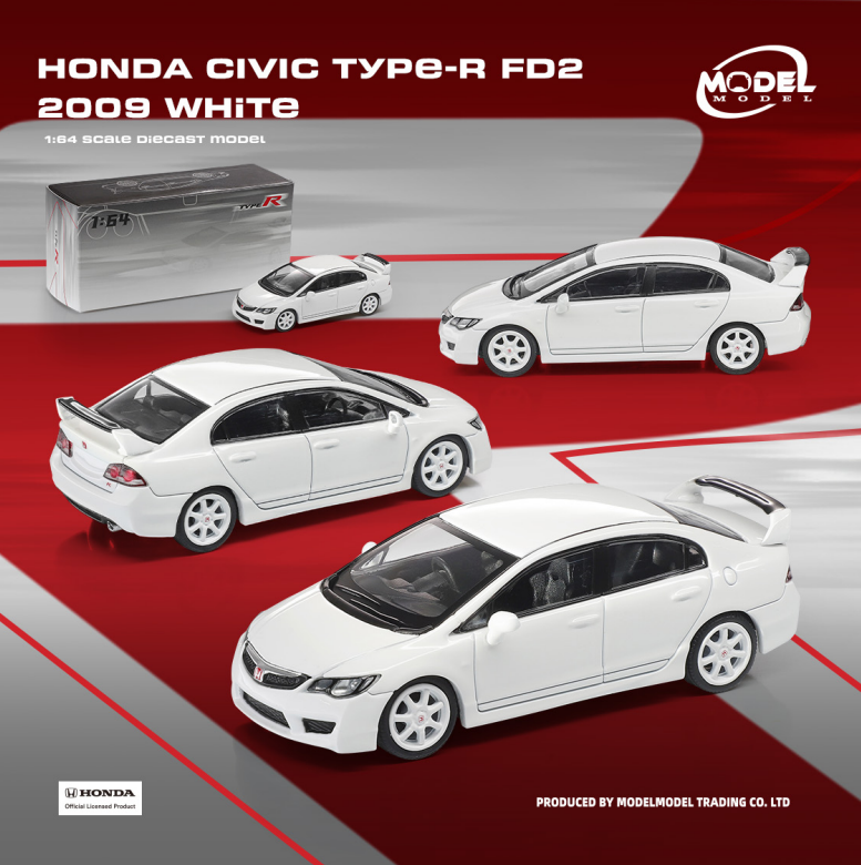 (Coming Soon) MODELMODEL 1:64 Honda Civic Type-R FD2 2009 White