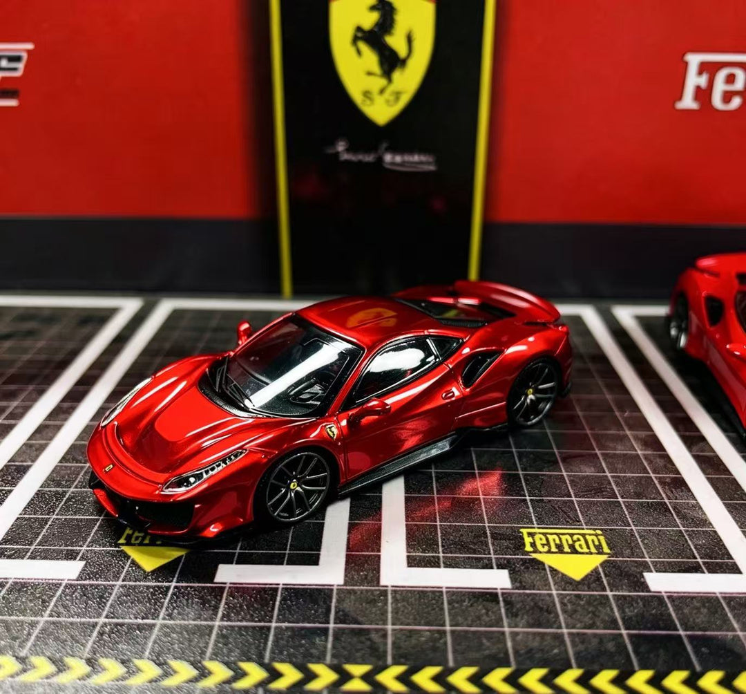 (Coming Soon) HG MODEL 1:64 488 Pista Coupe - Metallic Red Diecast Model Car