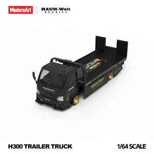 (Coming Soon) MODERNART 1:64 H300 Flat Transport Trailer RWB Coated Black Diecast Model Car