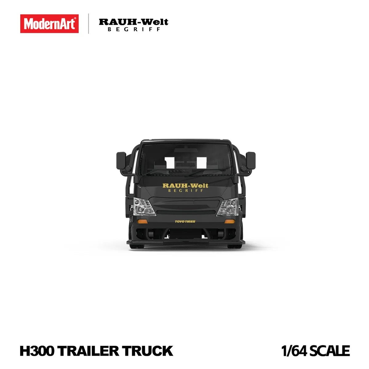 (Coming Soon) MODERNART 1:64 H300 Flat Transport Trailer RWB Coated Black Diecast Model Car