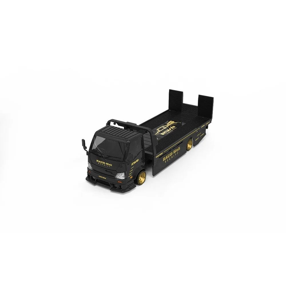 (Coming Soon) MODERNART 1:64 H300 Flat Transport Trailer RWB Coated Black Diecast Model Car