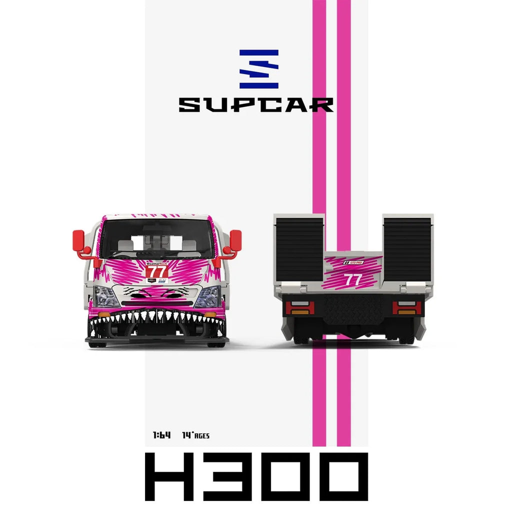 (Coming Soon) SUPCAR 1:64 H300 #77 White Powder Graffiti Dinosaur - Pink Livery Model Car