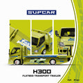 (Coming Soon) SUPCAR 1:64 H300 Flatbed Transport Trailer – Fast & Furious, Lime Yellow