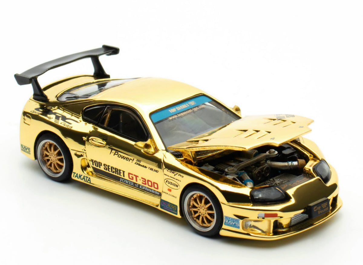 POPRACE 1/64 TOP SECRET GT300 Supra - Gold Chrome - PR640274 Diecast Model Car
