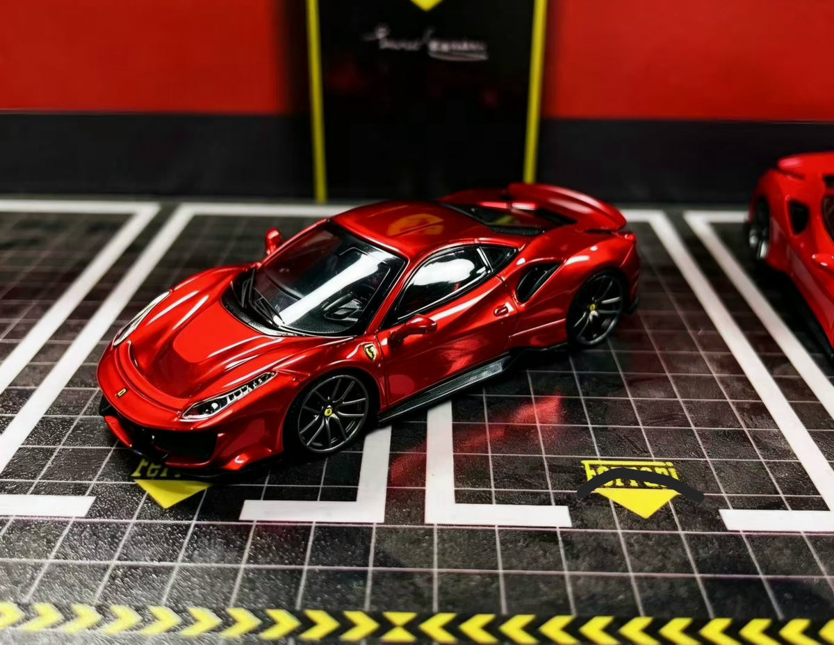 HG MODEL 1:64 488 Pista Coupe - Metallic Red Diecast Model Car