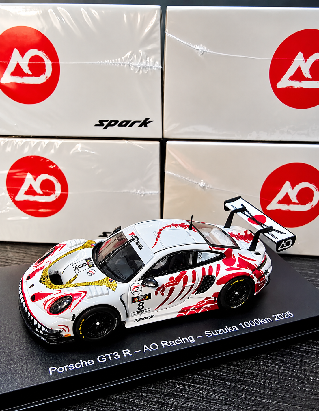 SPARK 1:64 Porsche 911 GT3 R "Bushi" - Suzuka 1000 km 2026 - AO Racing - Presentation Model (Suzuka Event Exclusive)