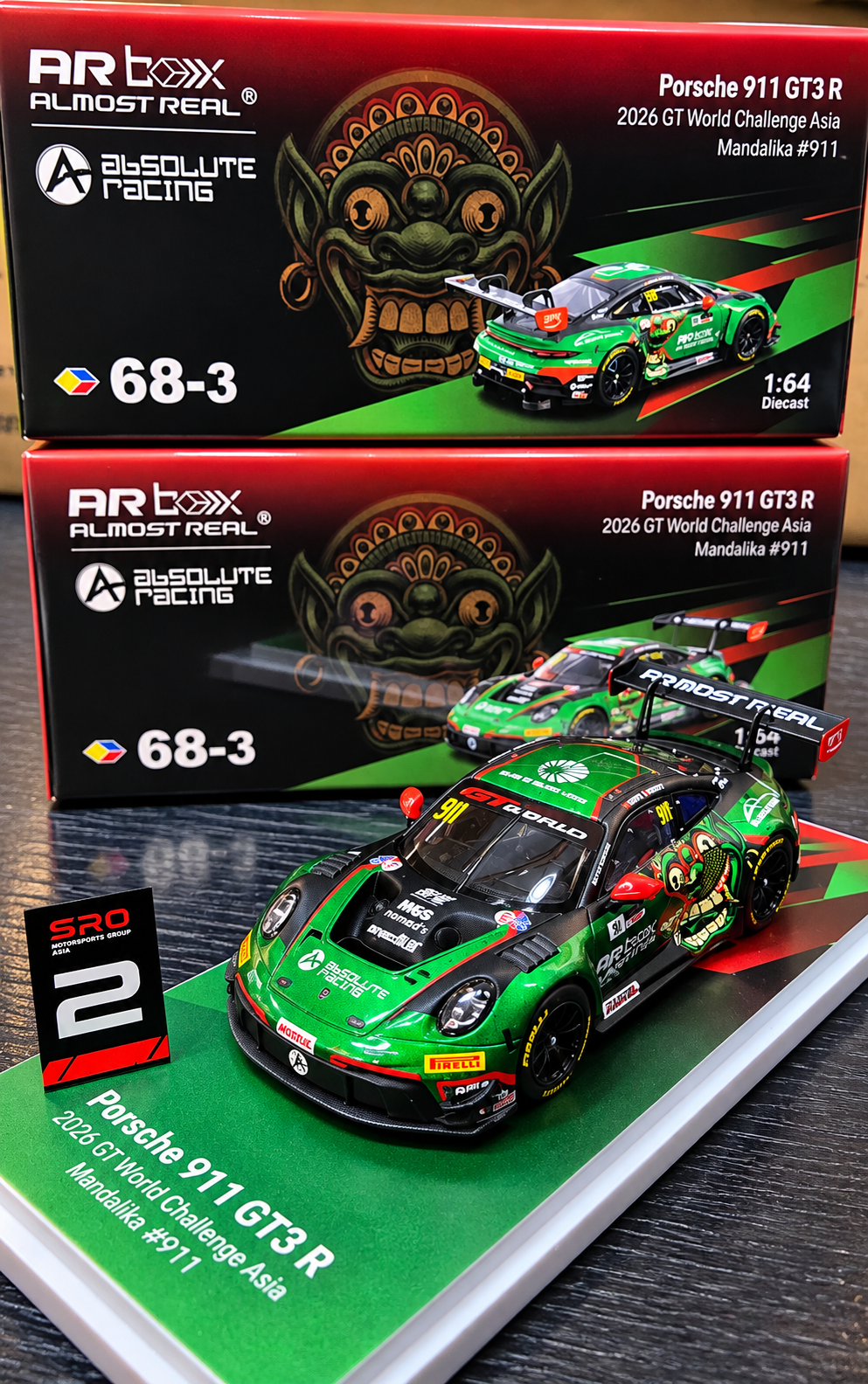 ALMOSTREAL 1:64 ARbox Porsche 911 GT3 R 2026 GT World Challenge Asia Mandalika #911 – Limited Edition