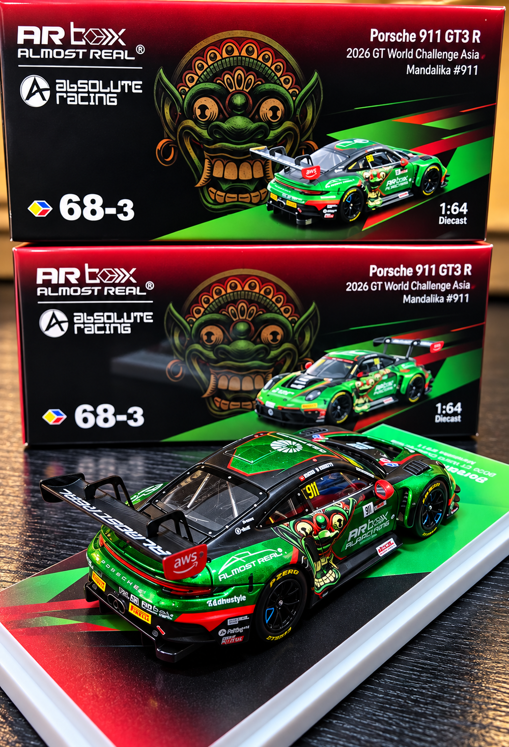 ALMOSTREAL 1:64 ARbox Porsche 911 GT3 R 2026 GT World Challenge Asia Mandalika #911 – Limited Edition