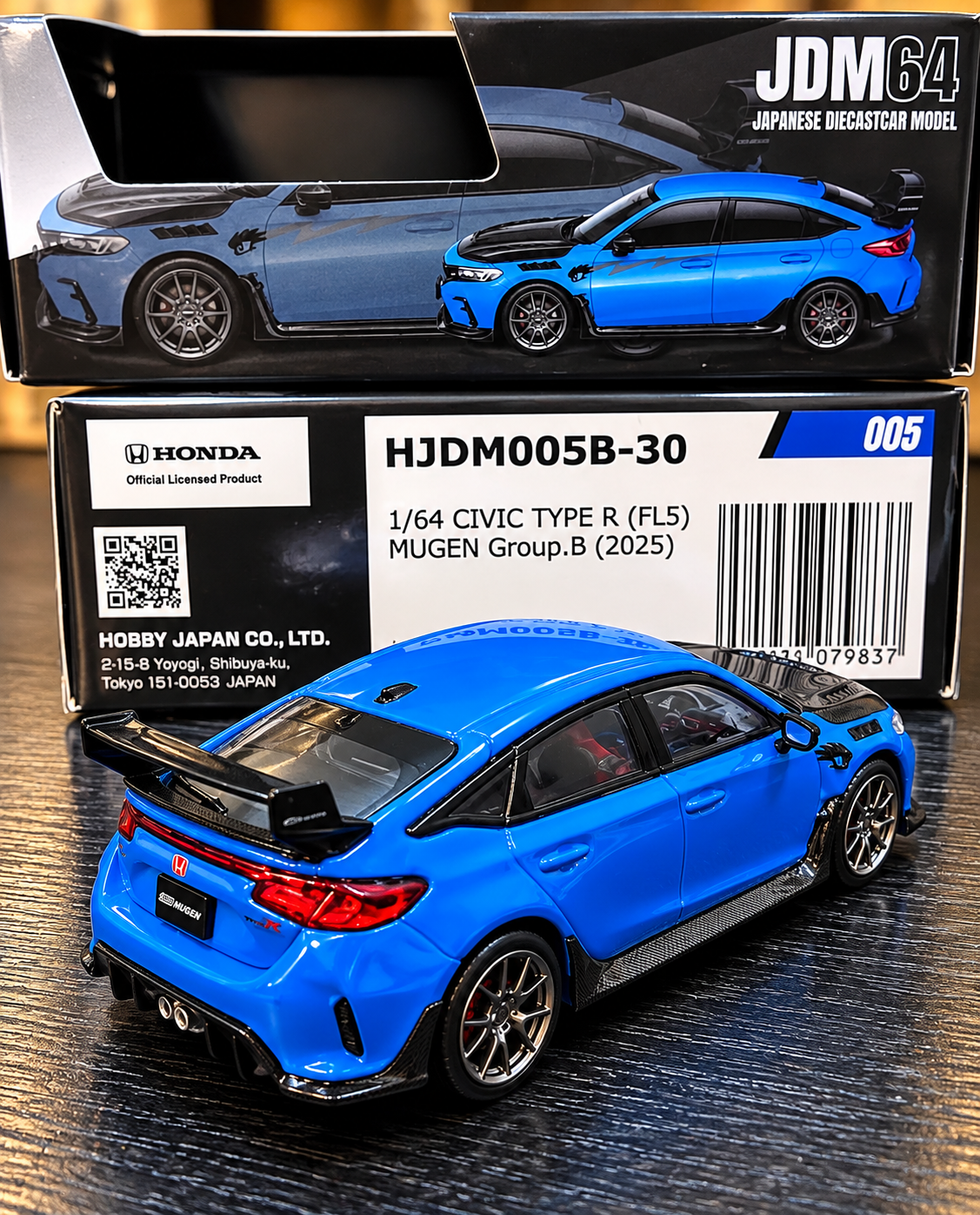 HOBBY JAPAN 1/64 Honda Civic Type R (FL5) MUGEN - Racing Blue Pearl