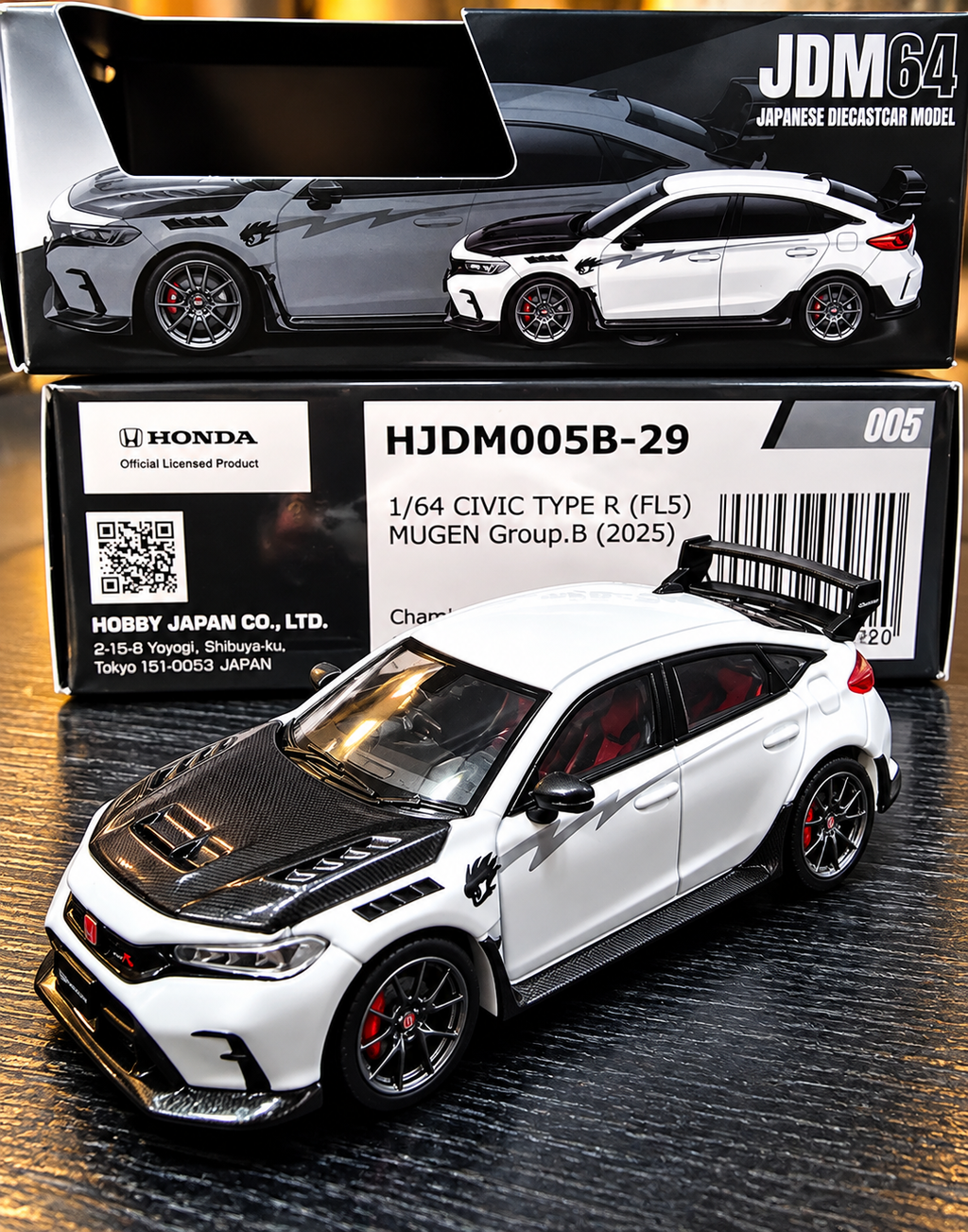 HOBBY JAPAN JDM64 1/64 CIVIC TYPE R (FL5) MUGEN - CHAMPIONSHIP WHITE