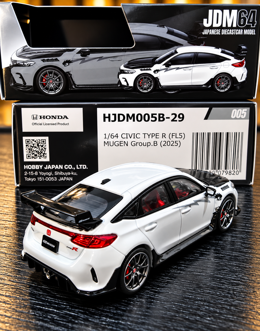 HOBBY JAPAN JDM64 1/64 CIVIC TYPE R (FL5) MUGEN - CHAMPIONSHIP WHITE