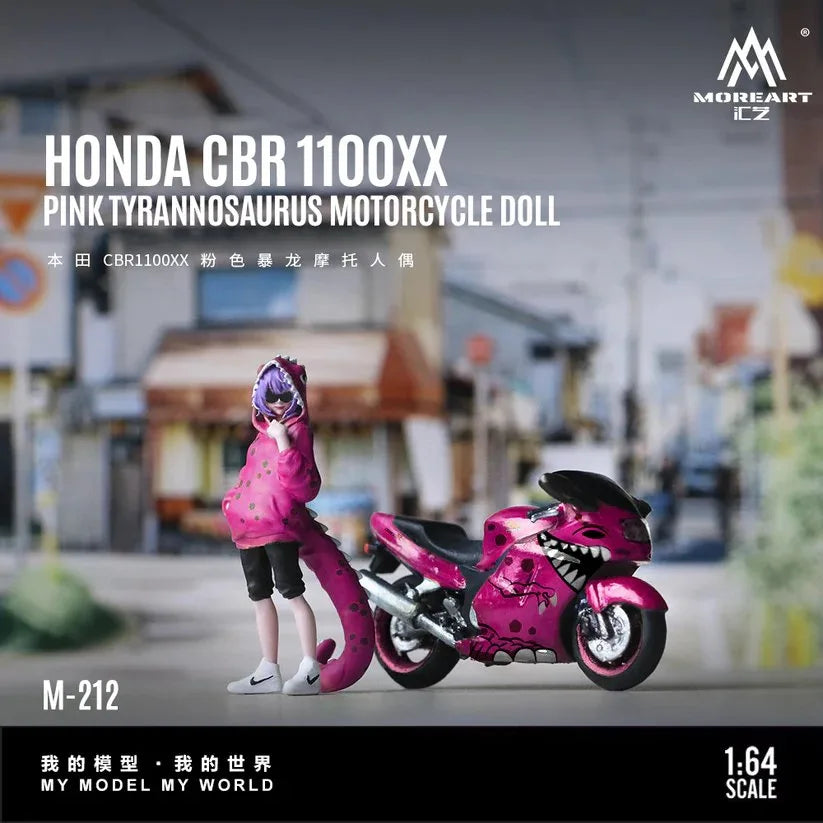 (Coming Soon) MOREART 1:64 Honda CBR1100XX Pink Tyrannosaurus Roxy Motorcycle