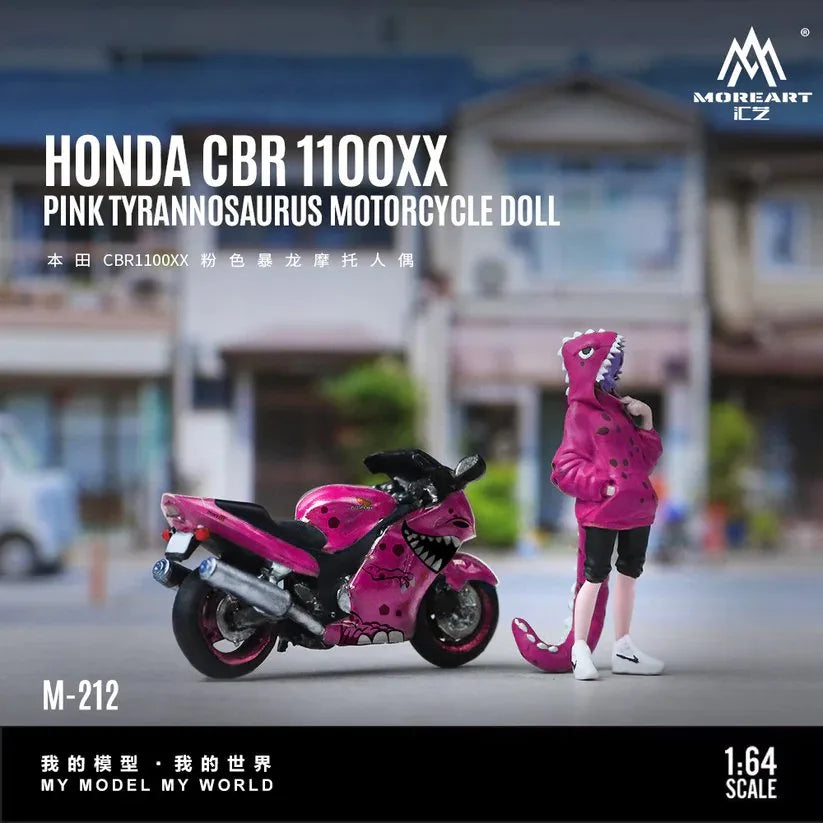 (Coming Soon) MOREART 1:64 Honda CBR1100XX Pink Tyrannosaurus Roxy Motorcycle