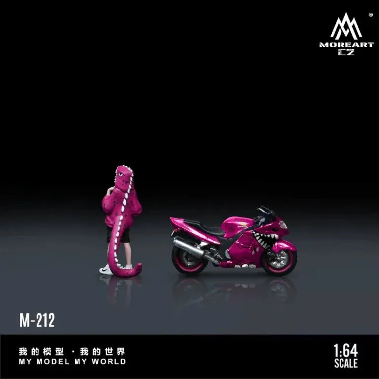 (Coming Soon) MOREART 1:64 Honda CBR1100XX Pink Tyrannosaurus Roxy Motorcycle