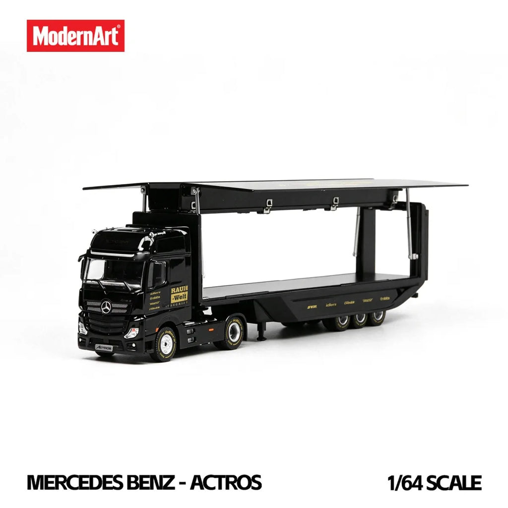 (Coming Soon) MODERNART 1:64 Mercedes Wingspan Dropside Semi-trailer Transporter RWB Coated