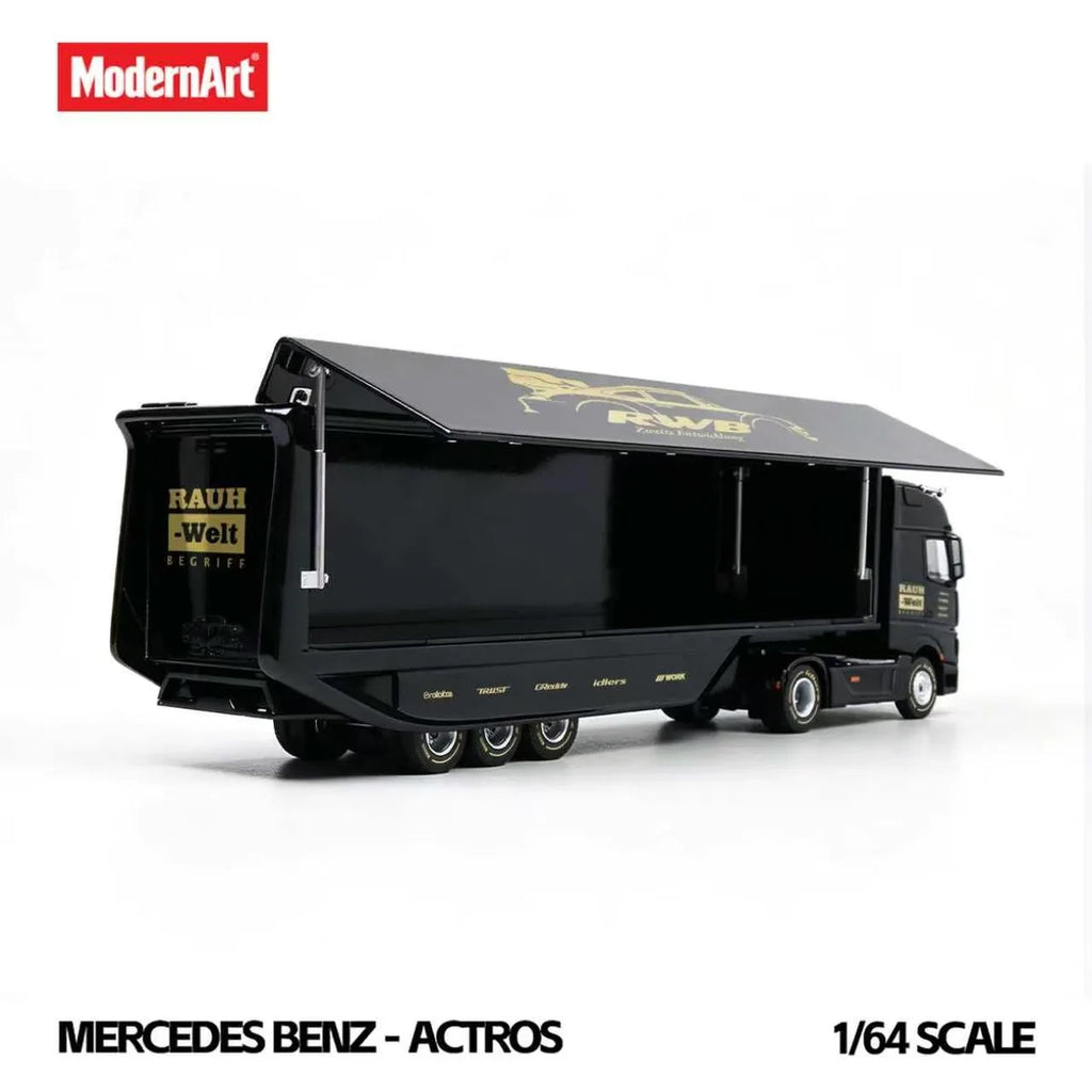 (Coming Soon) MODERNART 1:64 Mercedes Wingspan Dropside Semi-trailer Transporter RWB Coated