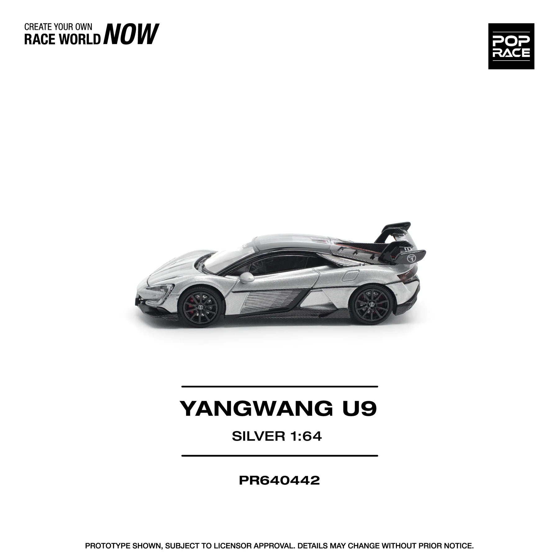 (Coming Soon) POPRACE 1/64 YANGWANG U9 - SILVER