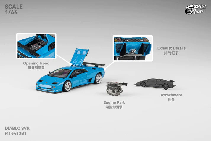 (Coming Soon) MICROTURBO 1/64 Custom Diablo SVR - Metallic Blue