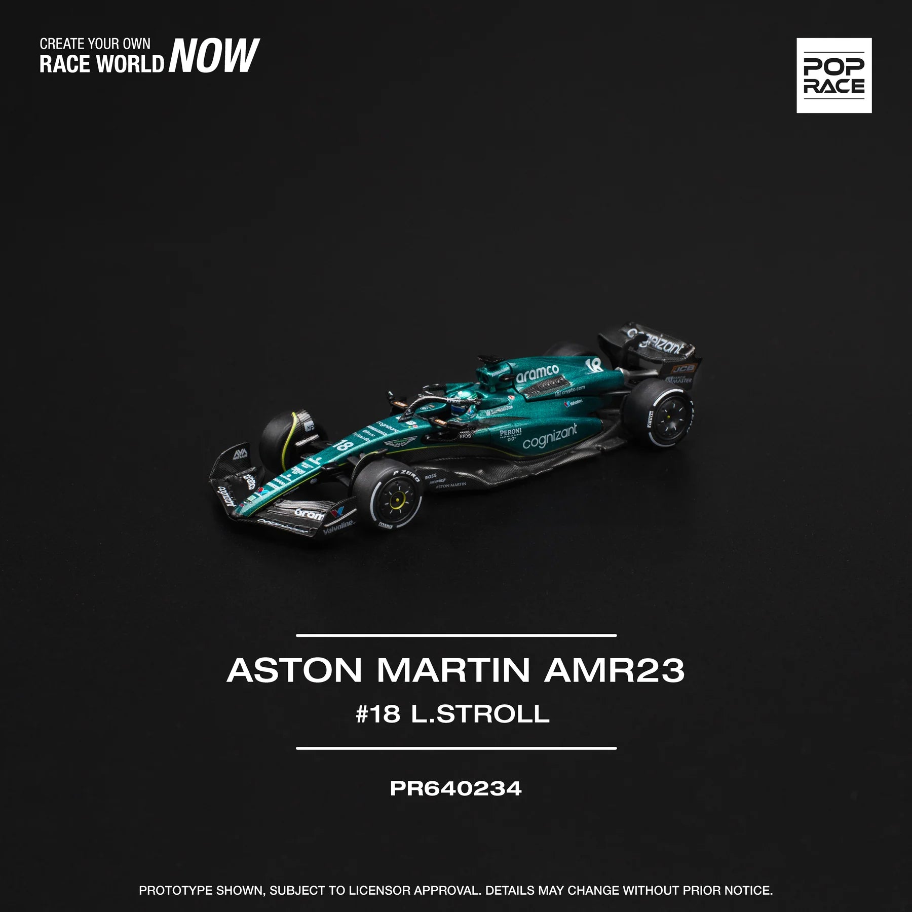 (Coming Soon) POPRACE 1/64 ASTON MARTIN AMR23 F1 #18 L. STROLL