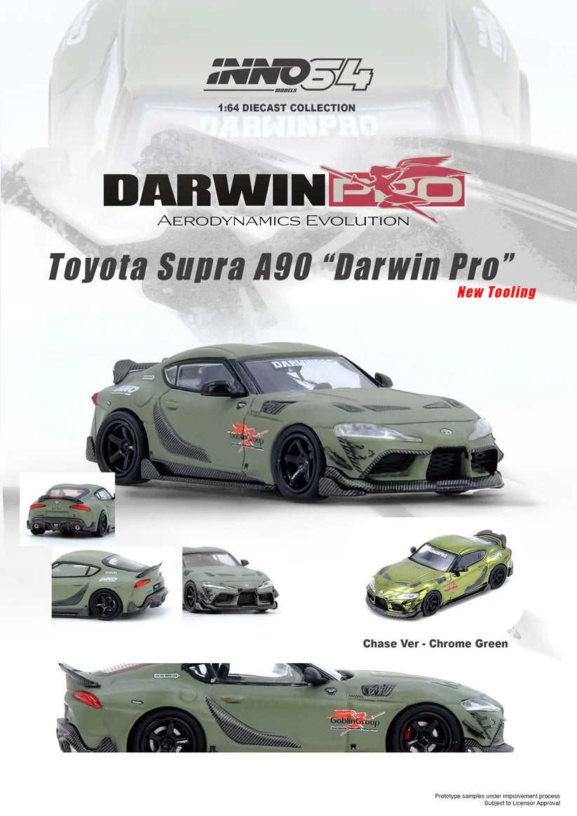 INNO64 1/64 Toyota Supra A90 "DARWIN PRO" Matte Green **CHASE CARS ARE RANDOMLY PACKED**