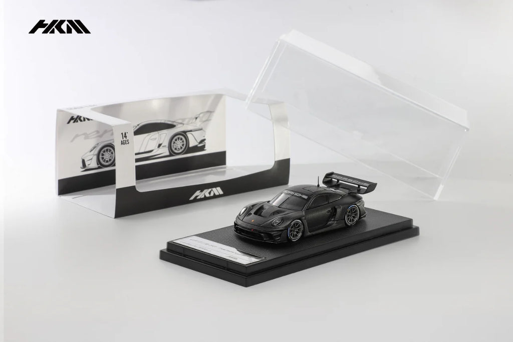 (Pre-Order) HKM 1:64 911(992) GT3 R Rennsport Large Tail Wing All Carbon Black Model Car