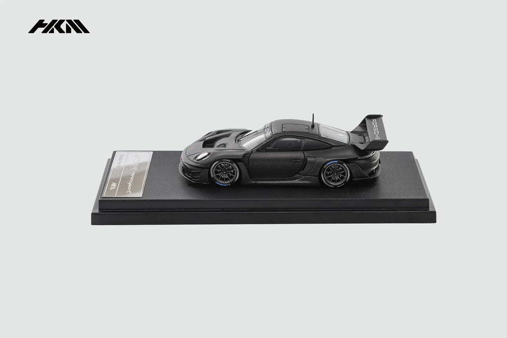 (Pre-Order) HKM 1:64 911(992) GT3 R Rennsport Large Tail Wing All Carbon Black Model Car