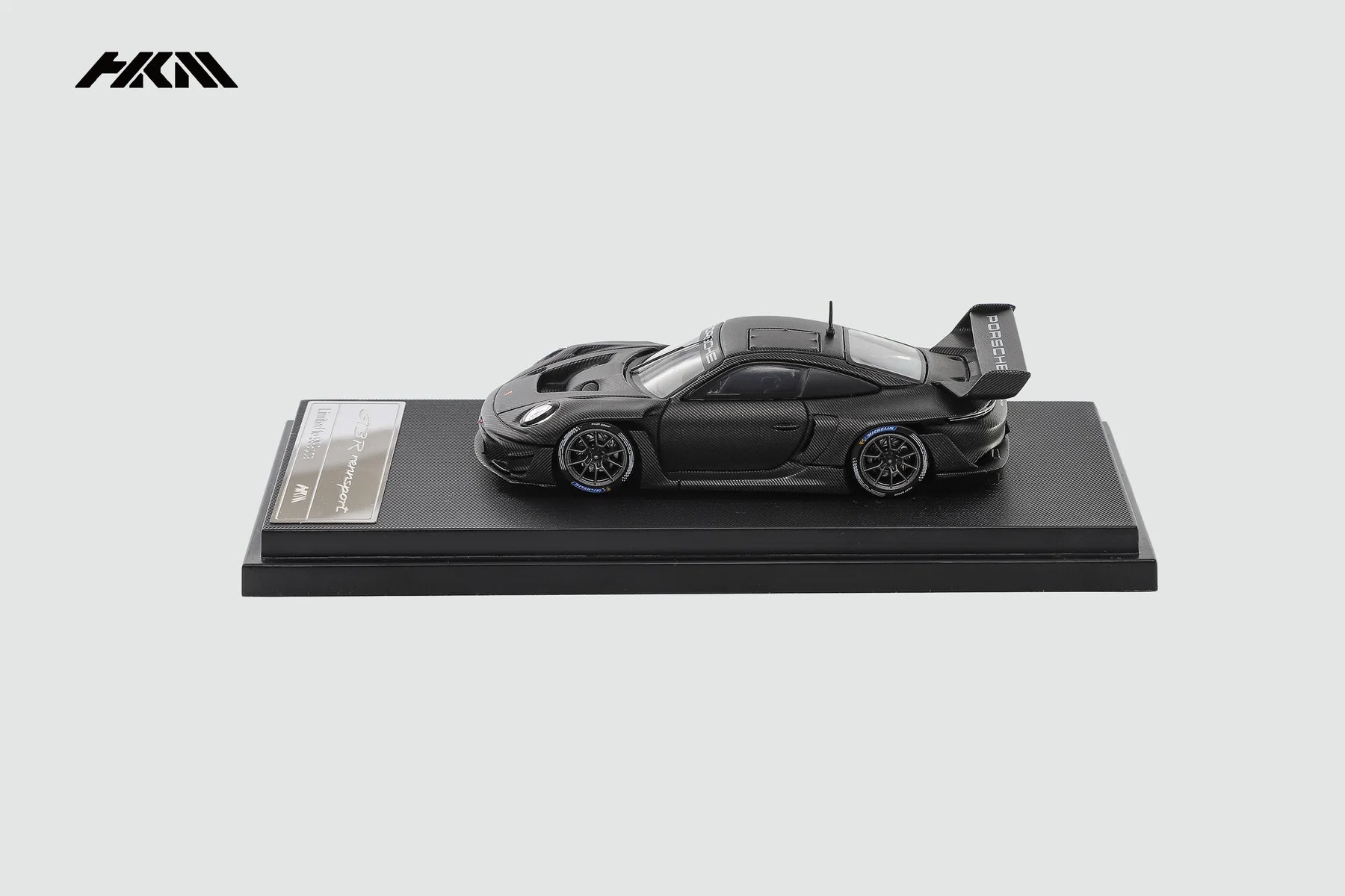 (Pre-Order) HKM 1:64 911(992) GT3 R Rennsport Large Tail Wing All Carbon Black Model Car