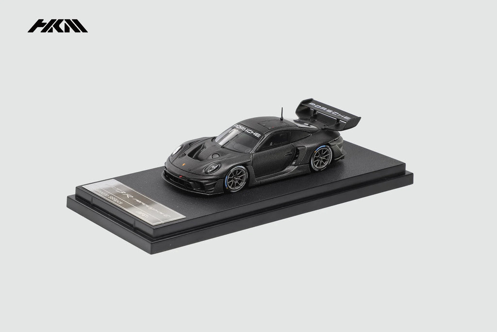 (Pre-Order) HKM 1:64 911(992) GT3 R Rennsport Large Tail Wing All Carbon Black Model Car