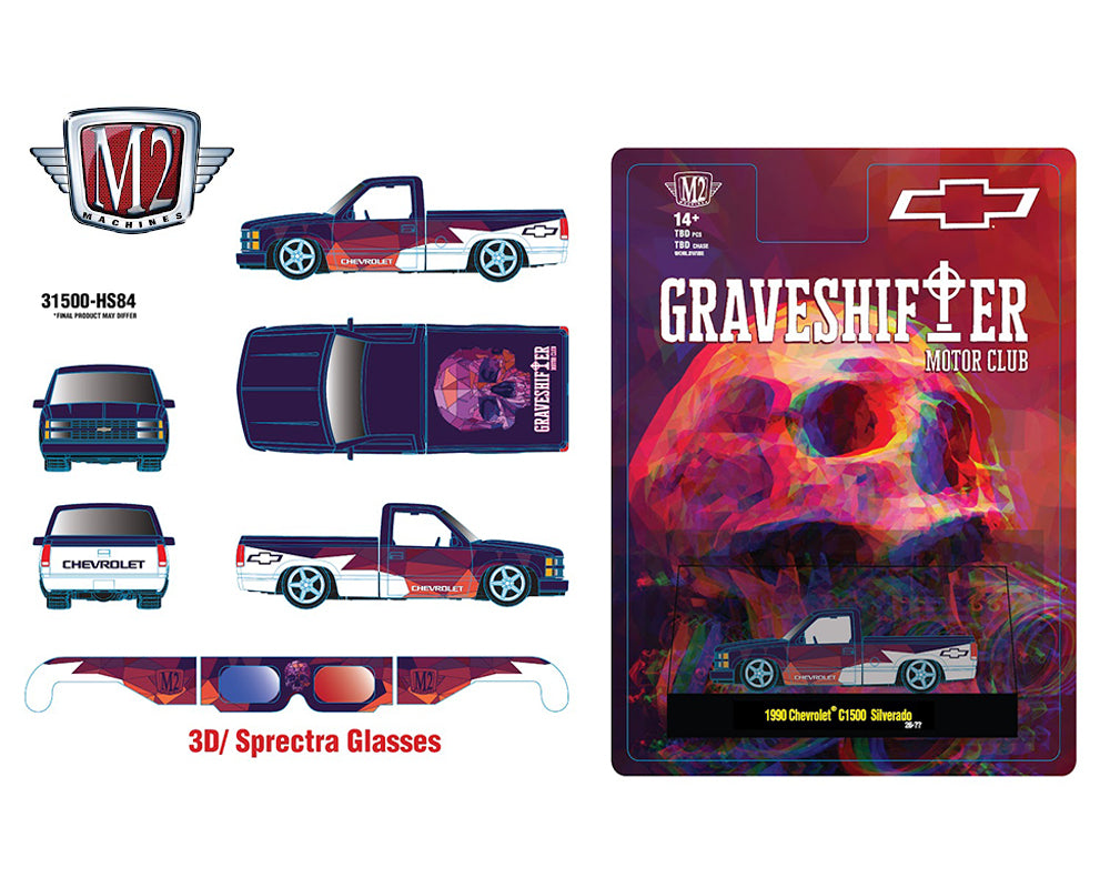 (Coming Soon) M2 Machines 1:64 1990 Chevrolet C1500 Siverado with 3D Sprectra Glasses – Hobby Exclusive