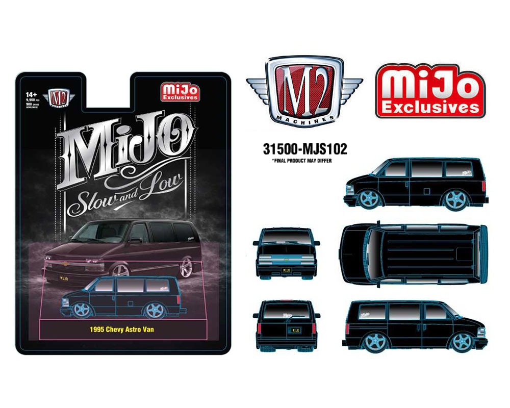 (Coming Soon) M2 Machines 1:64 1995 Chevrolet Astro Van Custom Slow & Low – Black – MiJo Exclusives