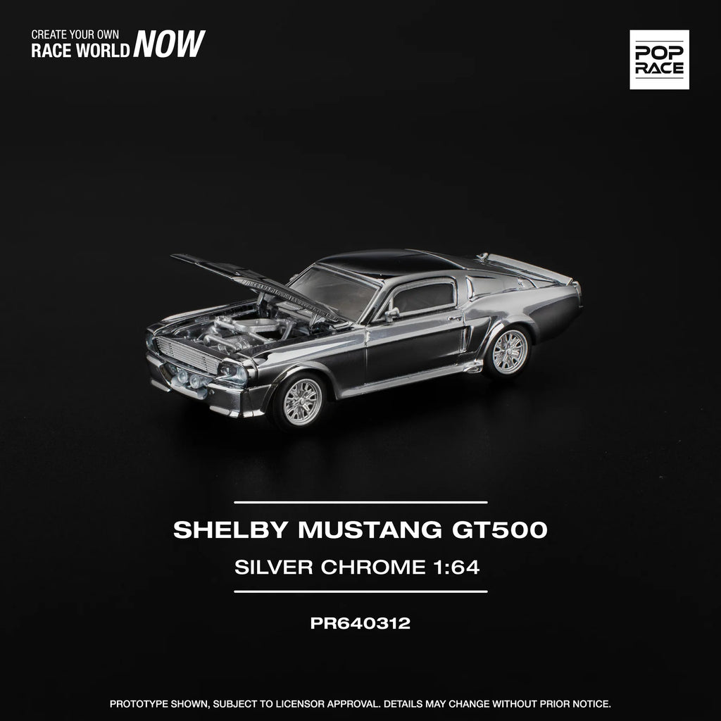 (Coming Soon) POPRACE 1/64 SHELBY MUSTANG GT500 - SILVER CHROME