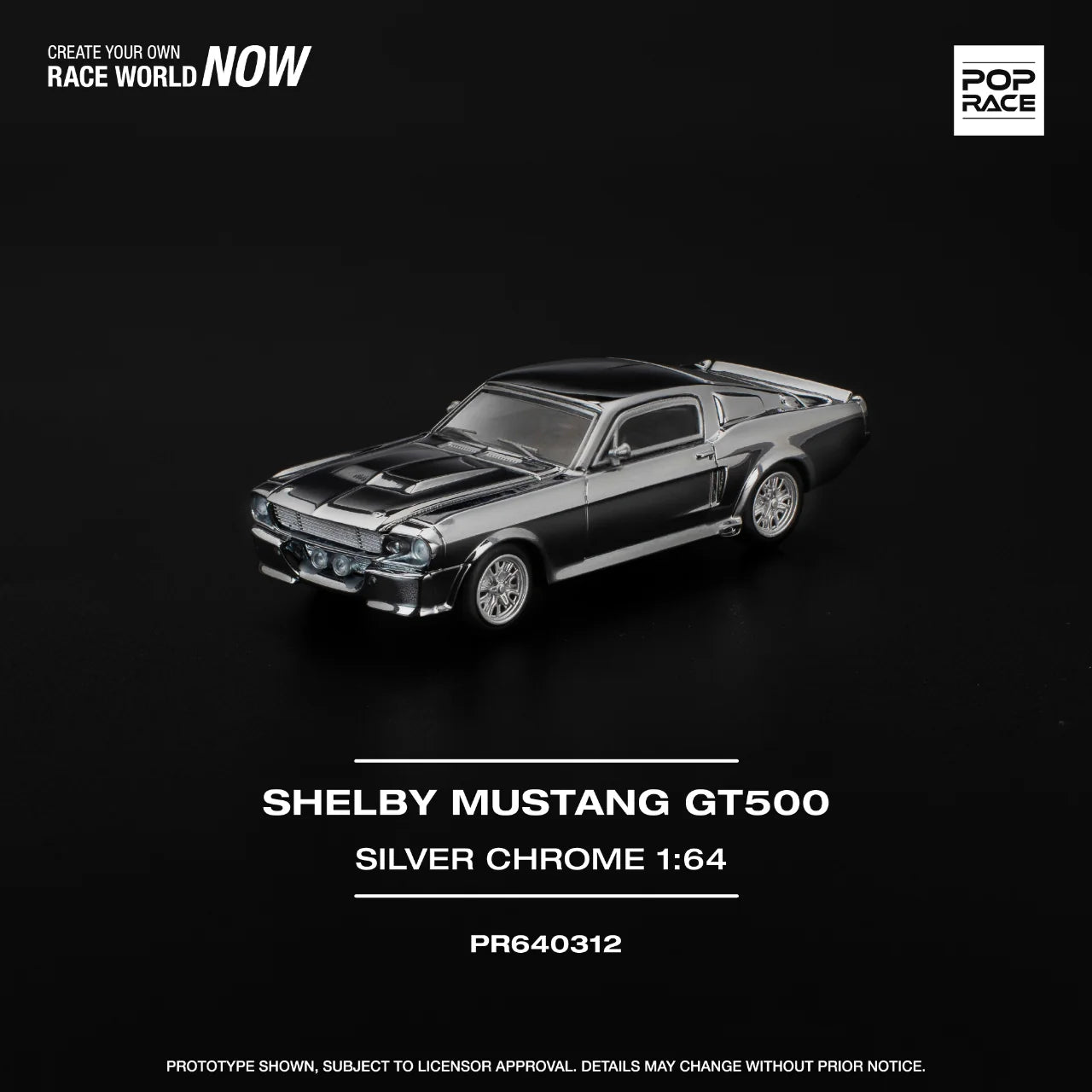 (Coming Soon) POPRACE 1/64 SHELBY MUSTANG GT500 - SILVER CHROME