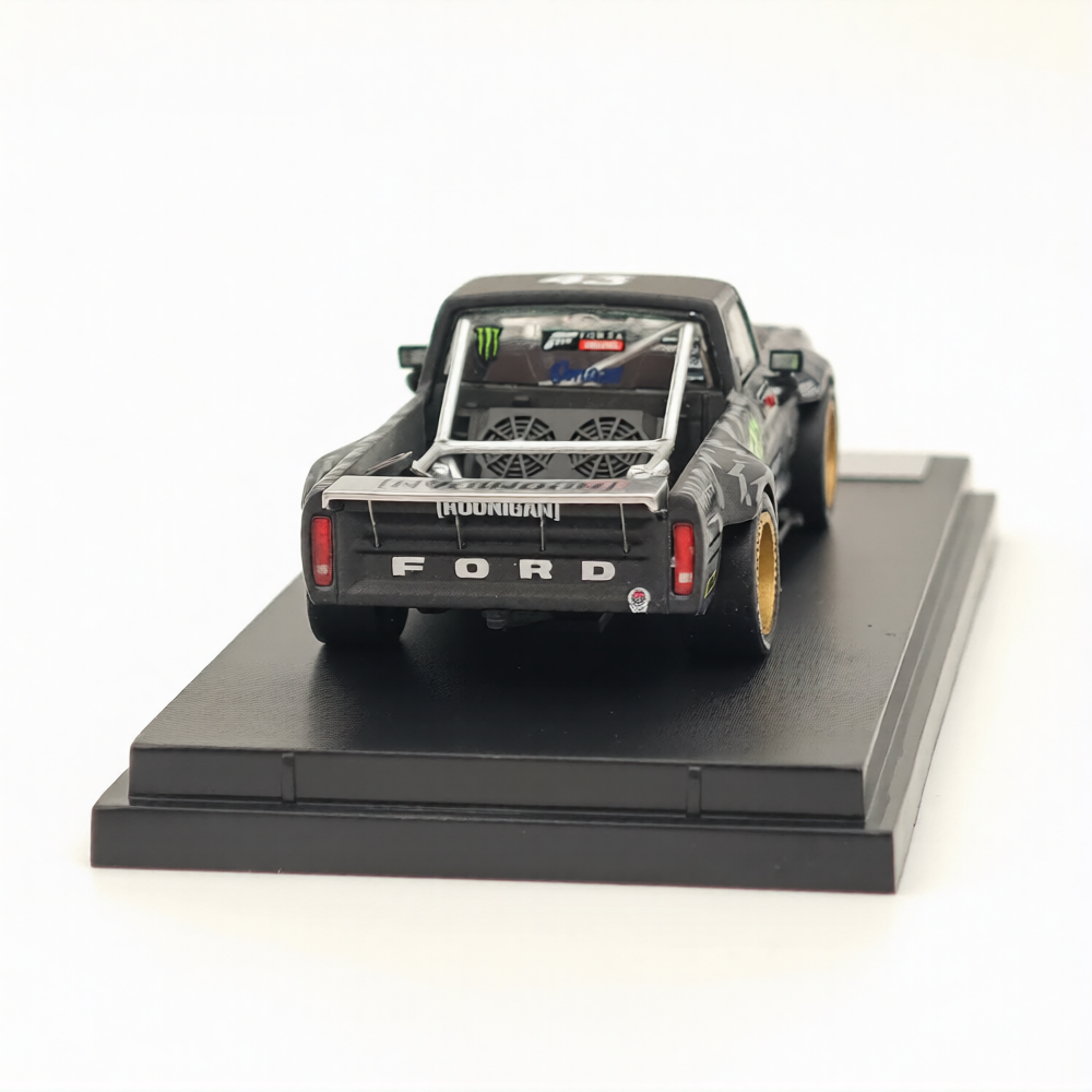 (Coming Soon) STREETWARRIOR 1977 1:64 F-150 Hoonitruck "Monster Livery" Tianmen - Black Pick Up