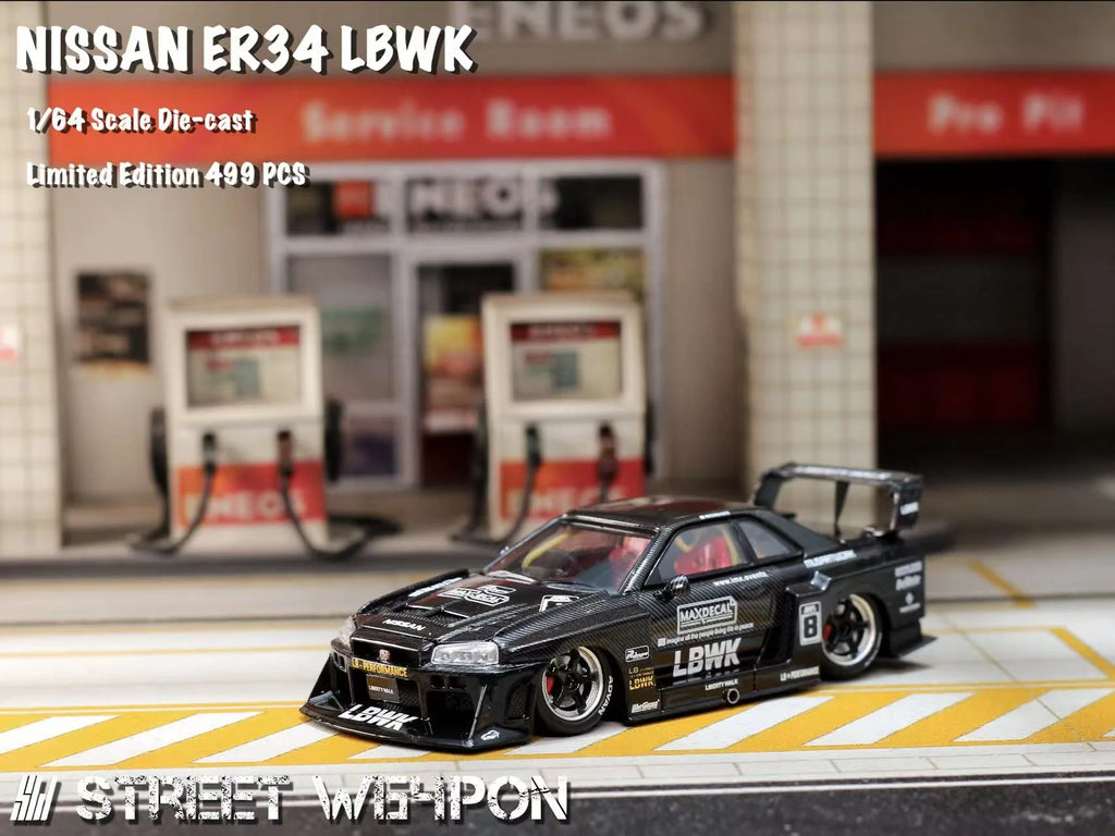 Street Weapon GT-R LBWK ER34 #5 Black Diecast Model