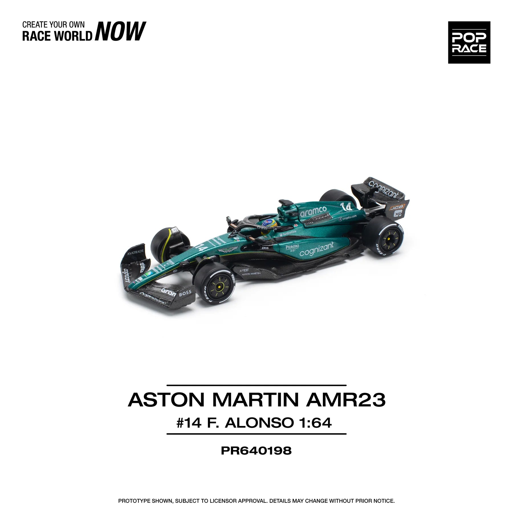 (Coming Soon) POPRACE 1/64 ASTON MARTIN AMR23 F1 #14 F. ALONSO PR640198