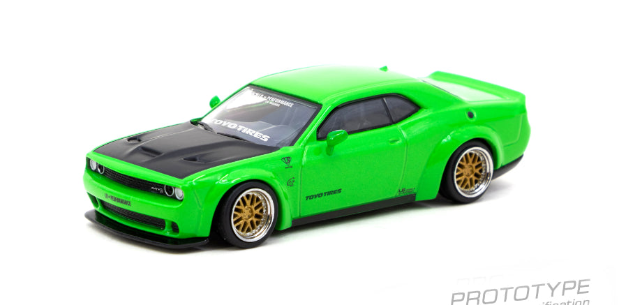 Tarmac Works LB-WORKS Dodge Challenger SRT Hellcat Green Metallic Diecast 1/64 Global 64