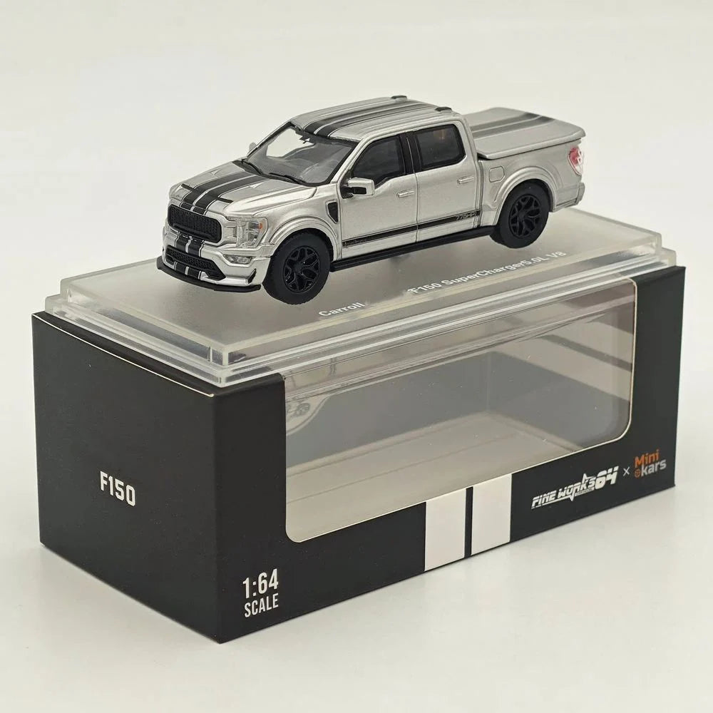 Fine Works64 x Mini Kars Carroll Shelby F-150 Pickup Truck Silver/Grey With Accessories
