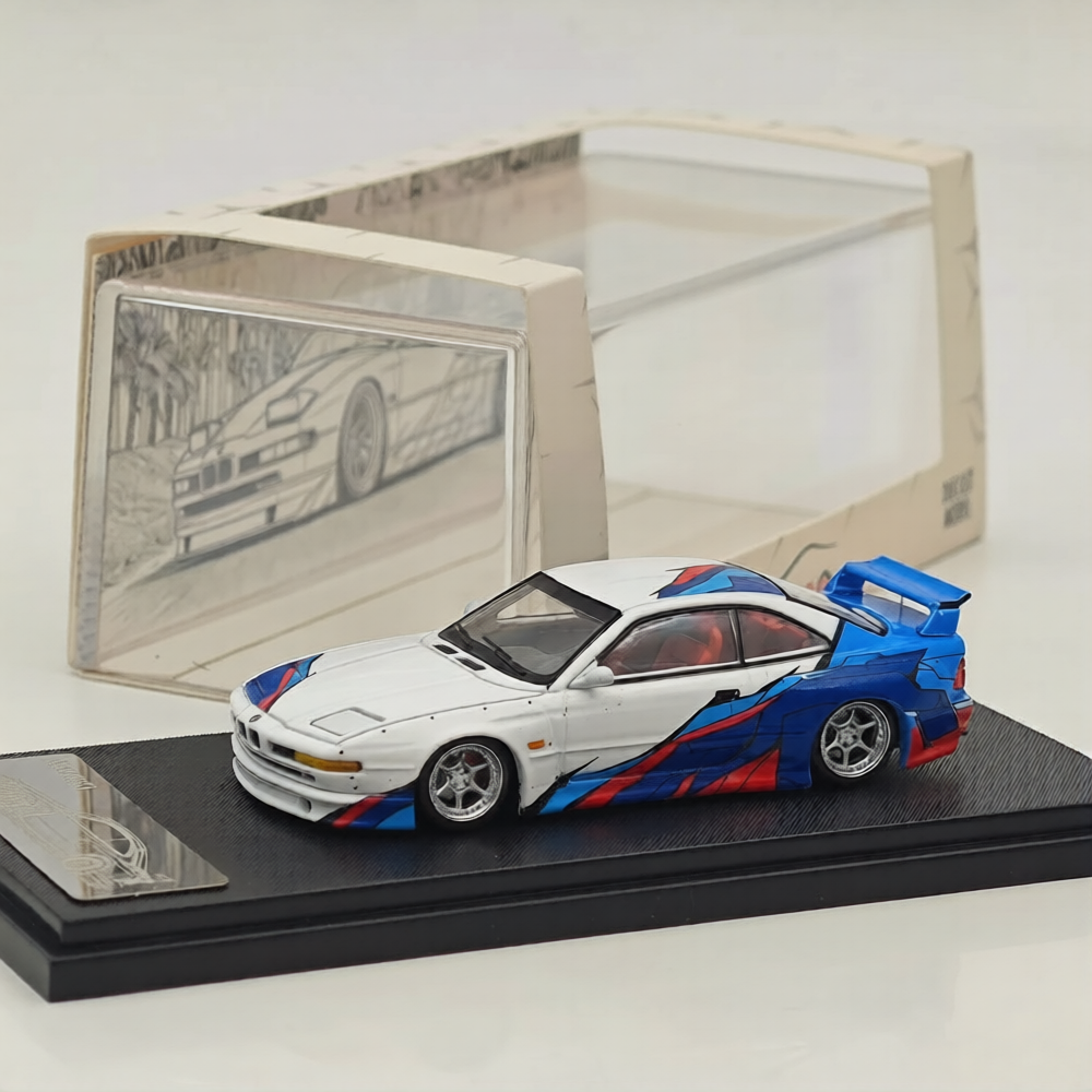 Rhino Model 1/64 850CSi E31 White Blue Widebody Sports
