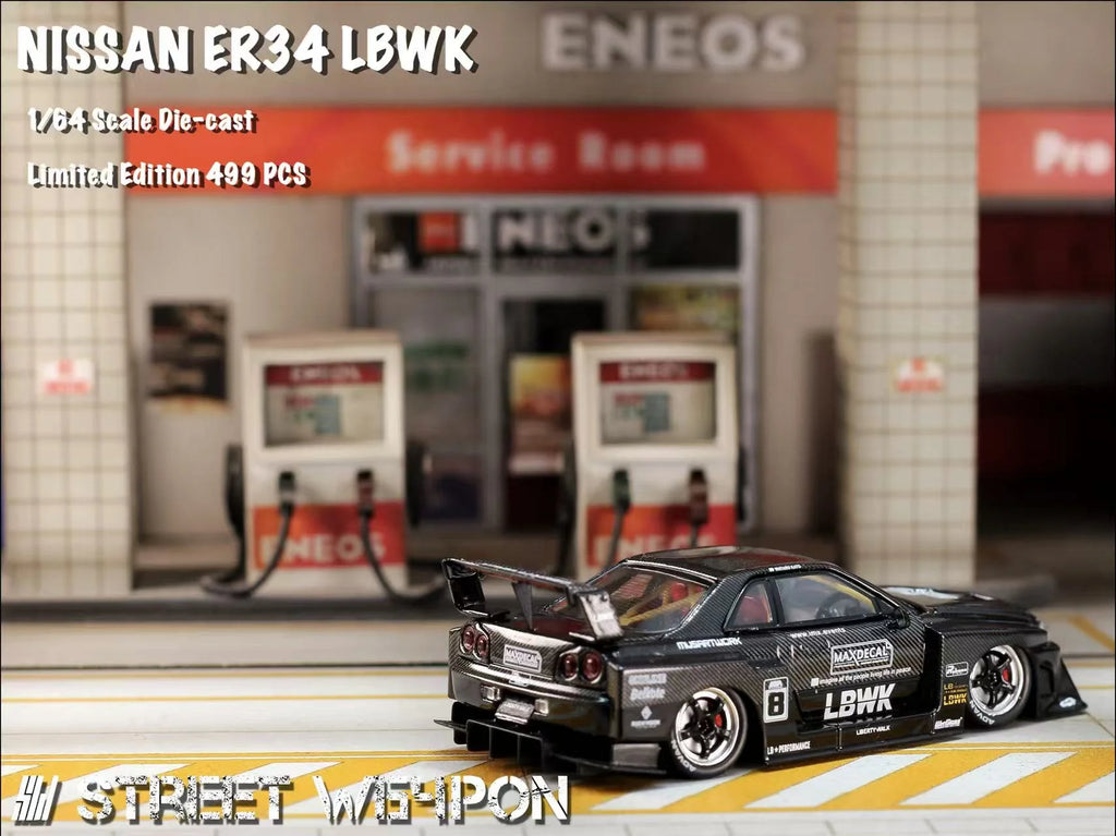 Street Weapon GT-R LBWK ER34 #5 Black Diecast Model