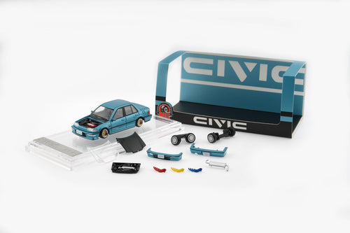 (Coming Soon) BMC 1/64 HONDA CIVIC EF2 1991 - Custom Blue with Black Bonnet LHD