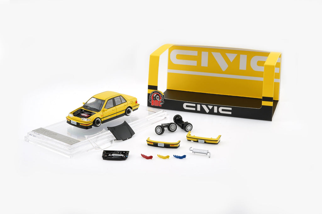 (Coming Soon) BMC 1/64 HONDA CIVIC EF2 1991 - Custom Yellow with Black Bonnet LHD