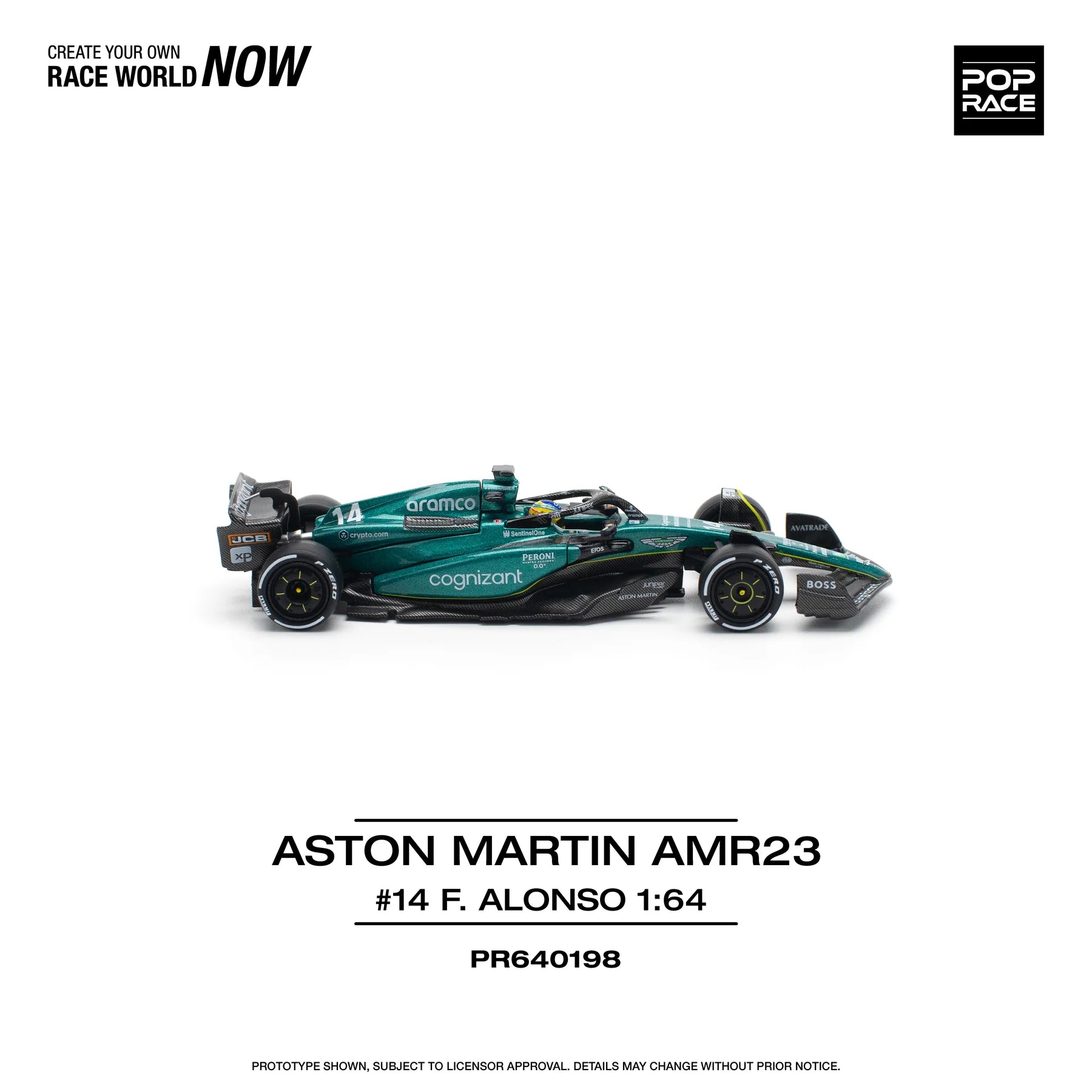 (Coming Soon) POPRACE 1/64 ASTON MARTIN AMR23 F1 #14 F. ALONSO PR640198