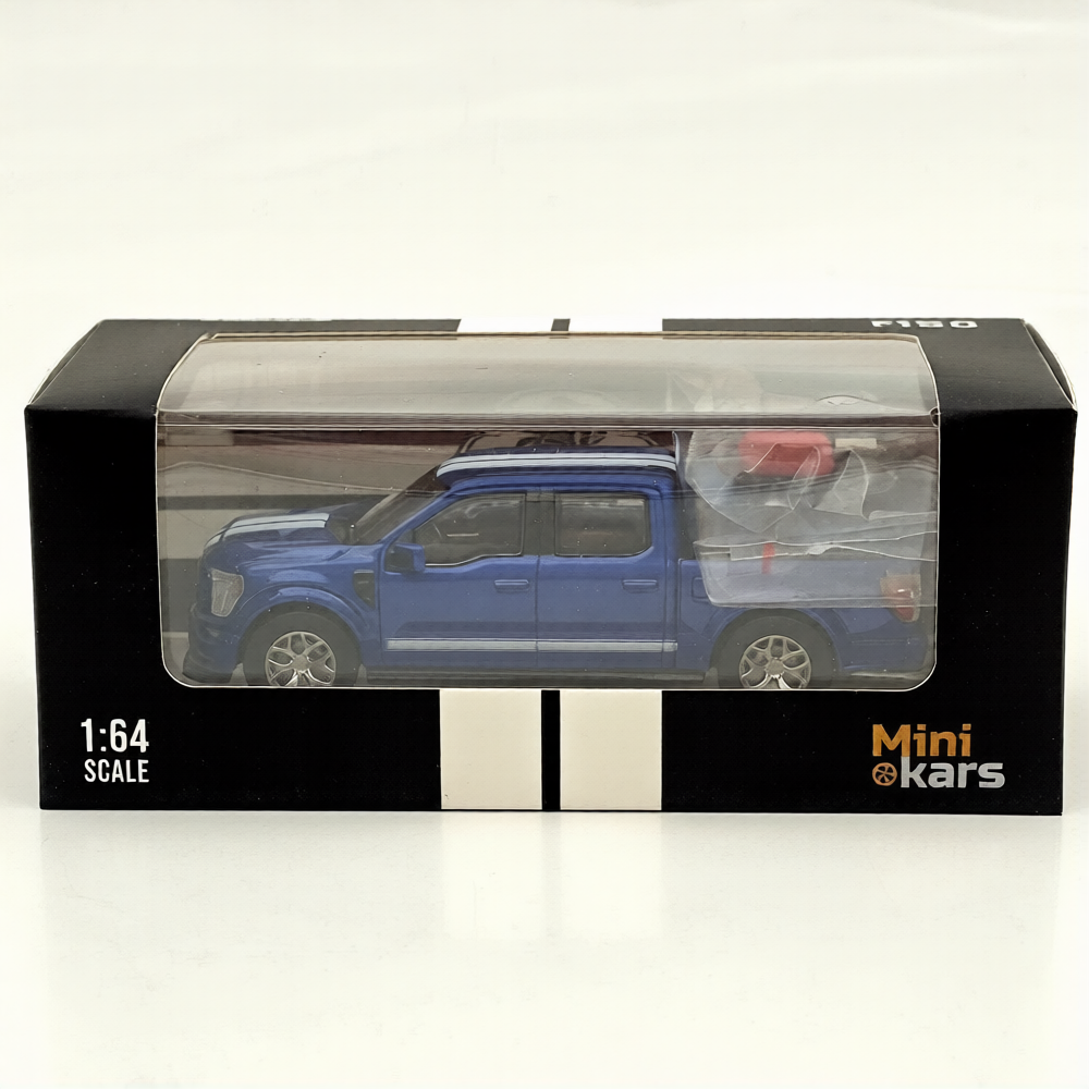 Fine Works64 x Mini Kars 1/64 Carroll Shelby F-150 Pickup Truck Blue With Accessories