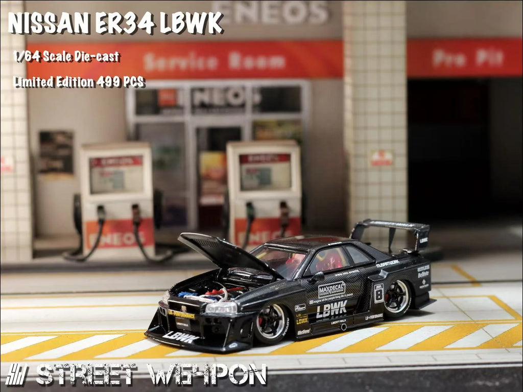 Street Weapon GT-R LBWK ER34 #5 Black Diecast Model