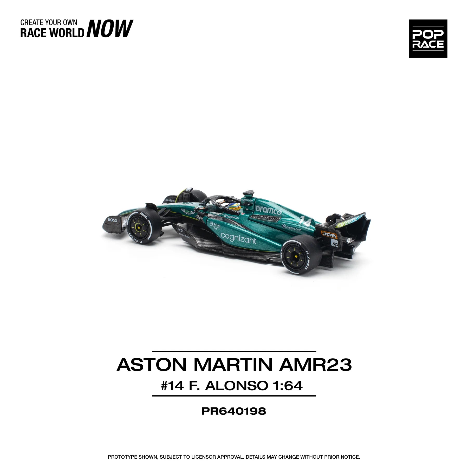 (Coming Soon) POPRACE 1/64 ASTON MARTIN AMR23 F1 #14 F. ALONSO PR640198